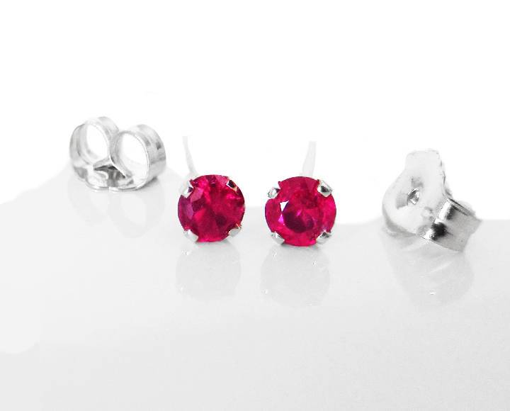 Ruby Stud Earrings 3 mm Studs Gemstone 14K Yellow or White Gold Earrings  Wedding Jewelry Anniversary Gift