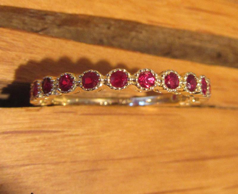 Rוuby Milgrain wedding band, Gold ring, Anniversary Gift, Ruby Ring,  Eternity Band, Solid Gold, Natural Ruby, Birthstone - Lianne Jewelry
