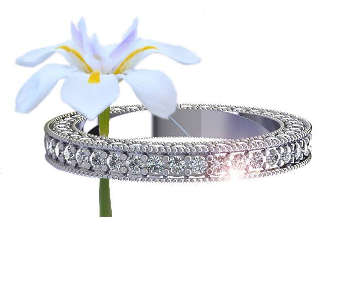 Gold ring Eternity Ring anniversary ring Anniversary Gift 115 Diamonds E-F/VVS