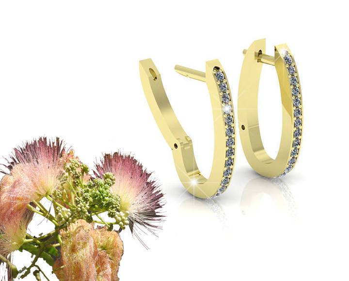 Hoop earrings with Diamonds, Gold Hoop Earrings, Wedding Earrings, Gift For Her 18K White gold