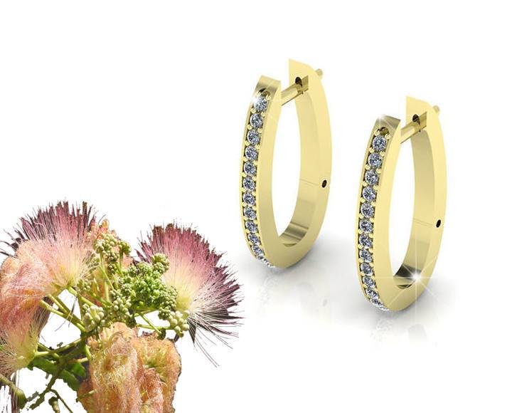Hoop earrings with Diamonds, Gold Hoop Earrings, Wedding Earrings, Gift For Her 18K White gold