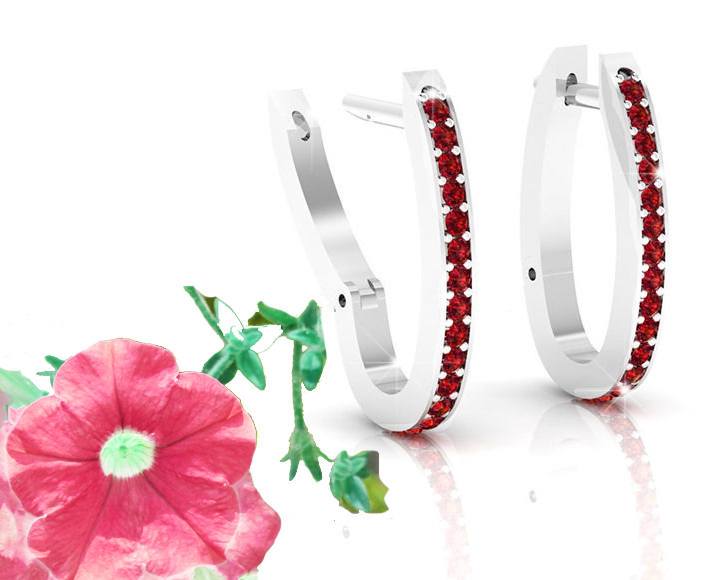 Gold Earrings Gold Earrings  Genuine Ruby Hoop Earring Leverback Earrings Genuine Ruby Earrings - Lianne Jewelry