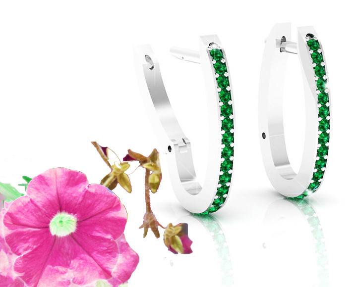Gold Earrings Gold Earrings  Emerald Hoop Earring Leverback Earrings Emerald Earrings - Lianne Jewelry