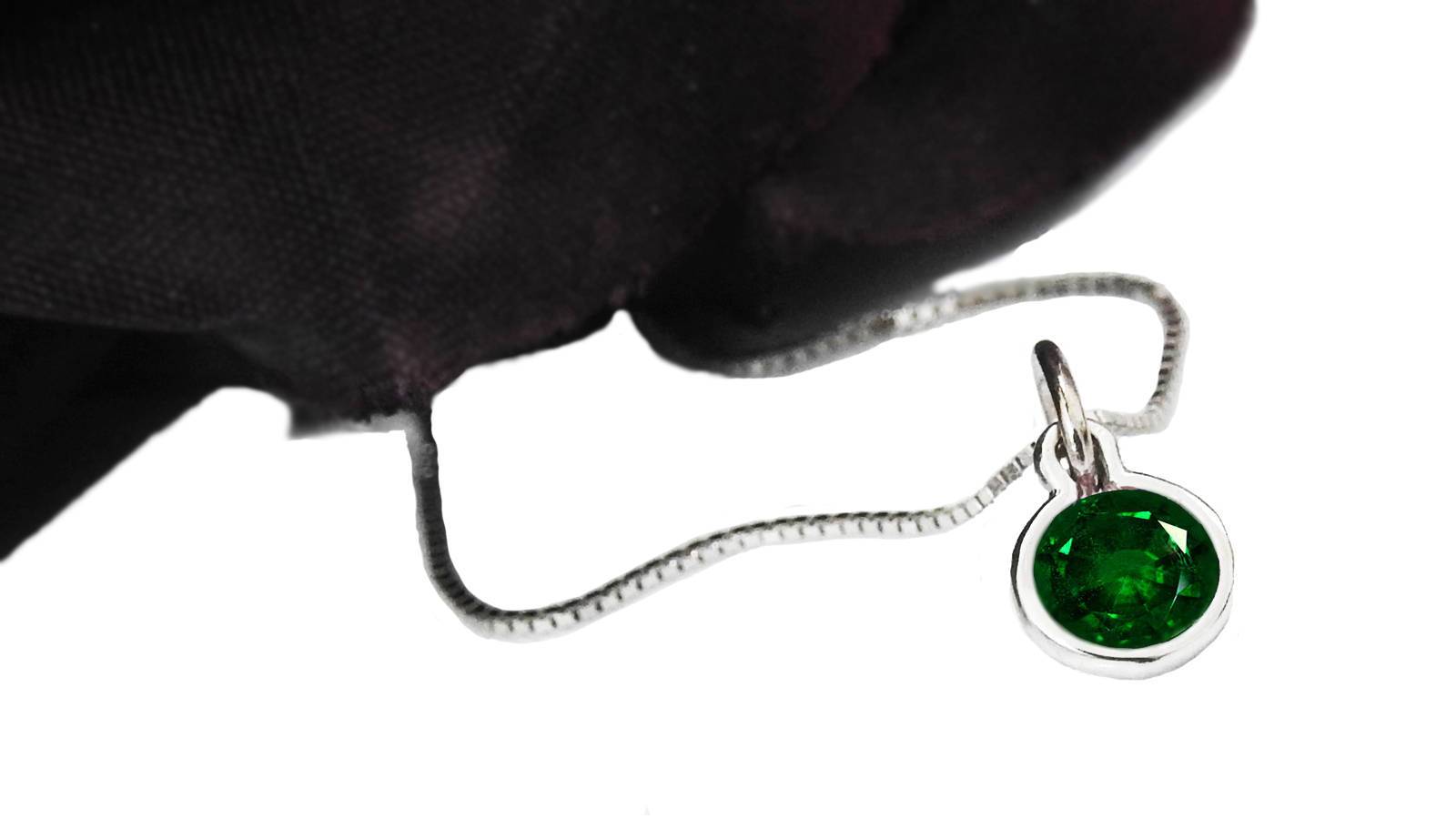 Emerald Pendant Round Pendant Green Pendant Unique Pendant Circle Pendant Fine Emerald Round Pendant 4.5mm White gold  Minimalist pendant - Lianne Jewelry
