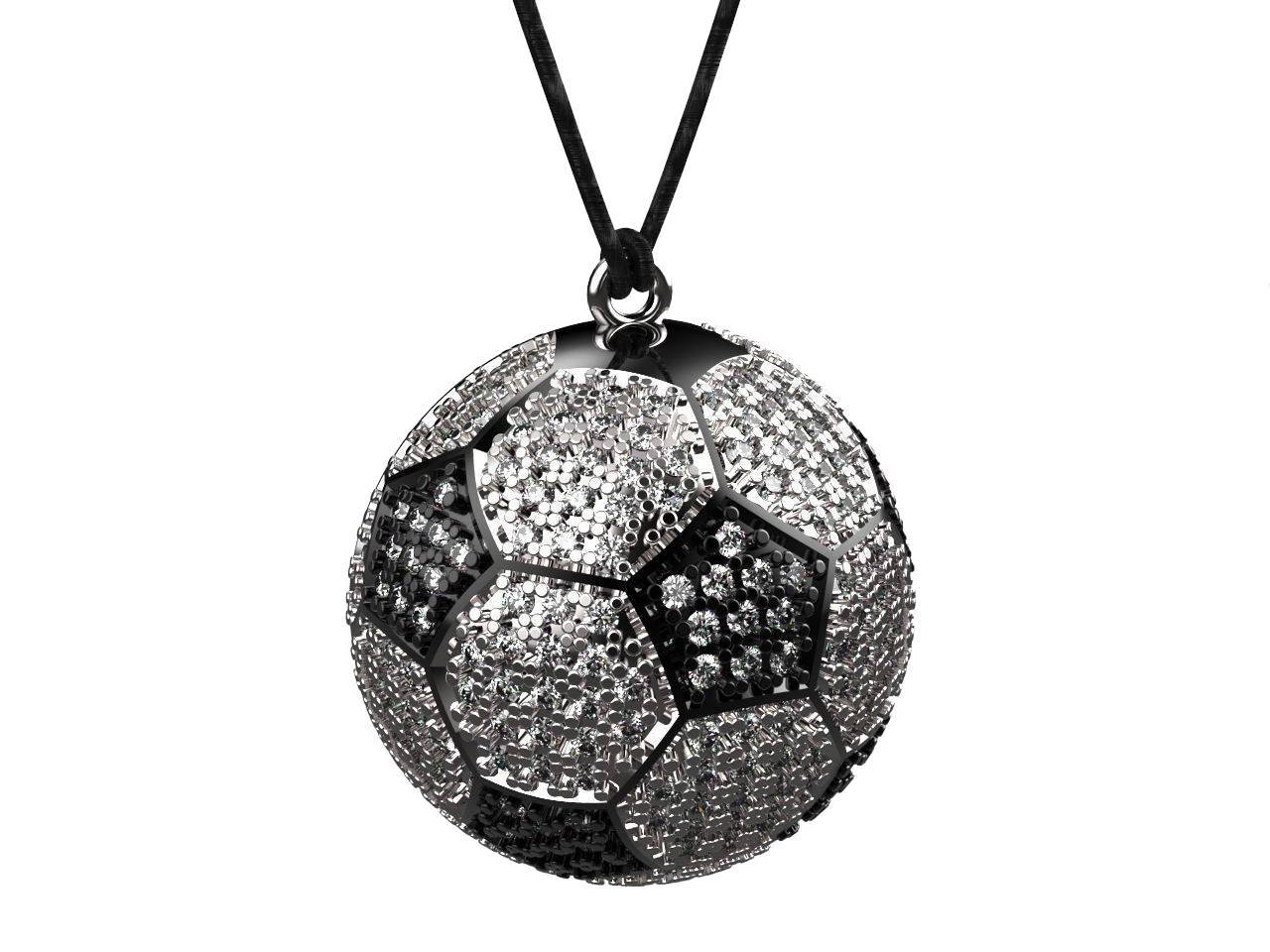 Sport Pendant Soccer Ball Pendant Football Pendant Soccer Charm Gift For Him Gift for Her Pave Natural Diamonds 271 Top Quality Diamonds - Lianne Jewelry