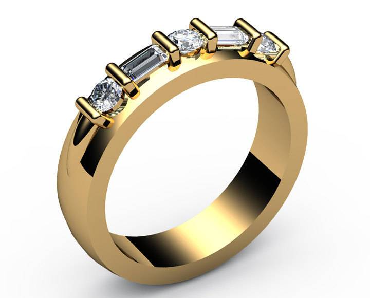 Wedding Ring with 5 stones, Wedding Gift, Gold ring Wedding gift Diamond Wedding Ring 18K White or Yellow gold