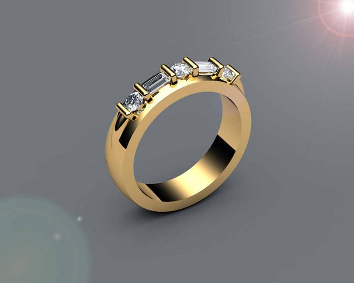 Wedding Ring with 5 stones, Wedding Gift, Gold ring Wedding gift Diamond Wedding Ring 18K White or Yellow gold