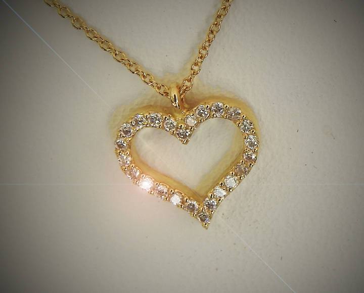 Gold Pendant Diamond Pendant Heart Pendant Love pendant 14K or 18K White Yellow or Rose gold  Minimalist pendant