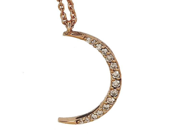 Pendant Gold Pendant Diamond Pendant Moon Pendant Zodiac Pendant with Chain   Minimalist pendant