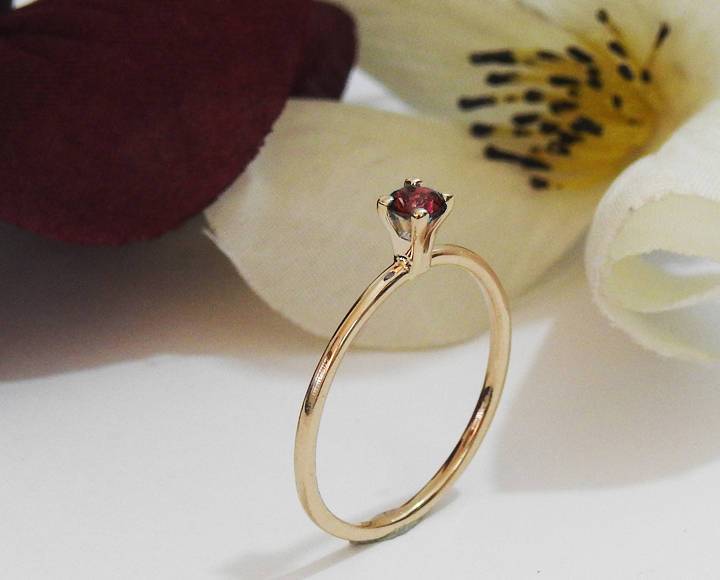 Genuine Ruby engagement ring rose gold Unique ruby ring Deep Red Ruby Promise Ring Dainty vintage ring 14k 18k  September stone - Lianne Jewelry
