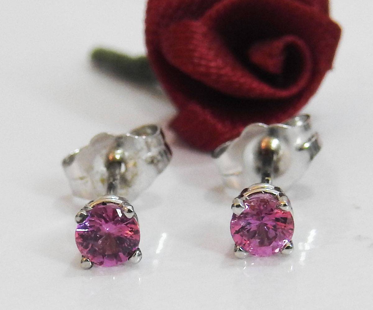 Studs Earrings Girls Earrings Baby Earrings Minimalist Earrings Kids studs Birthday gift  Pink Sapphire Studs Earrings Studs 14K