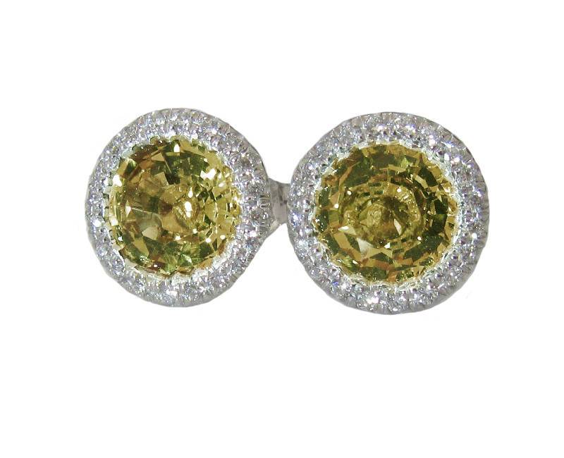 Vintage Halo Earrings 14K gold Vivid Grayish Greenish CZ Diamond Earrings surrounded Top Diamonds Love Gift Christmas Gift Anniversary Gift - Lianne Jewelry