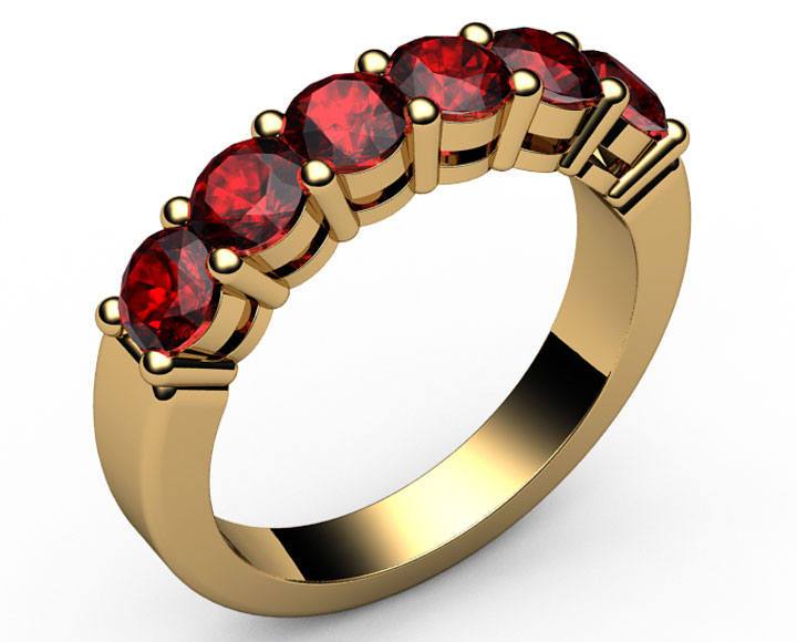 Gold ring Ruby Ring Wedding ring Half Eternity ring 6 stones 18K Yellow White or Rose gold Jewelry