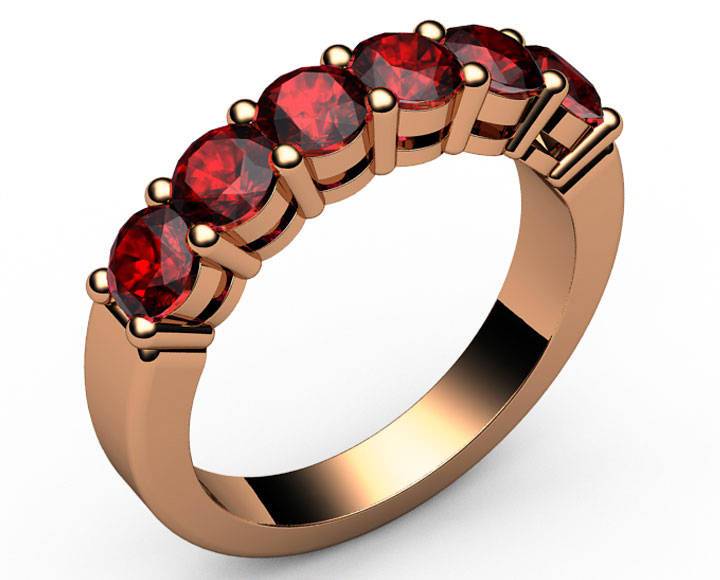 Gold ring Ruby Ring Wedding ring Half Eternity ring 6 stones 18K Yellow White or Rose gold Jewelry