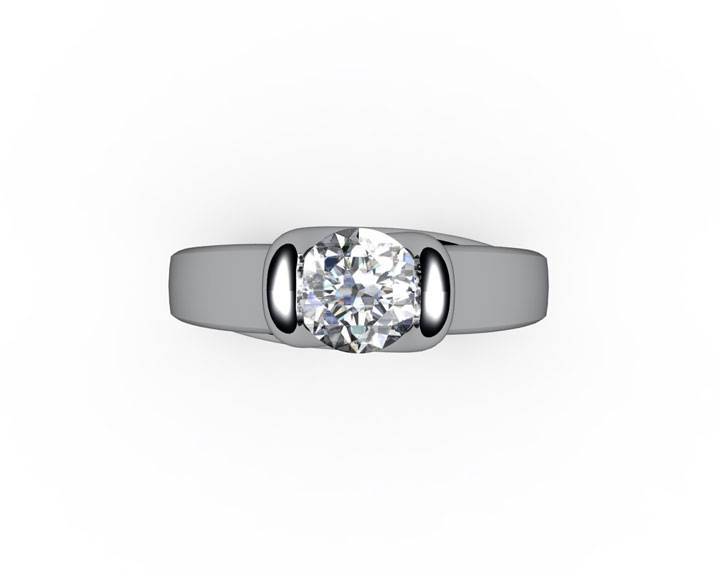 Unique Diamond Engagement Ring Solitaire Ring Bar setting Tension Heavy Ring 18K Yellow or 18K White gold - Lianne Jewelry