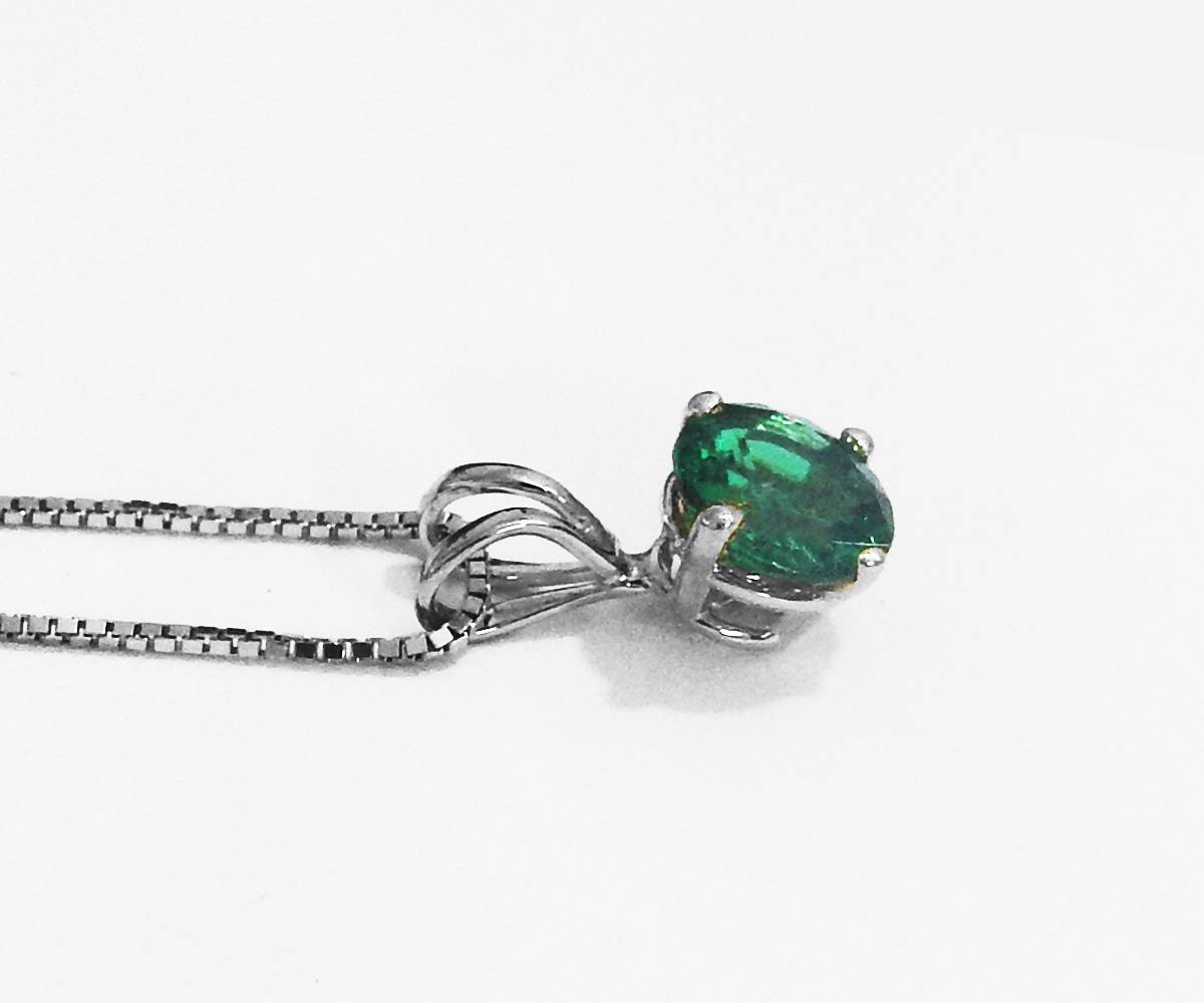 Girlfriend gift Necklace Emerald Pendant 3mm 3.5mm 4 mm 4.5mm 5 mm in 14K gold including 16.5