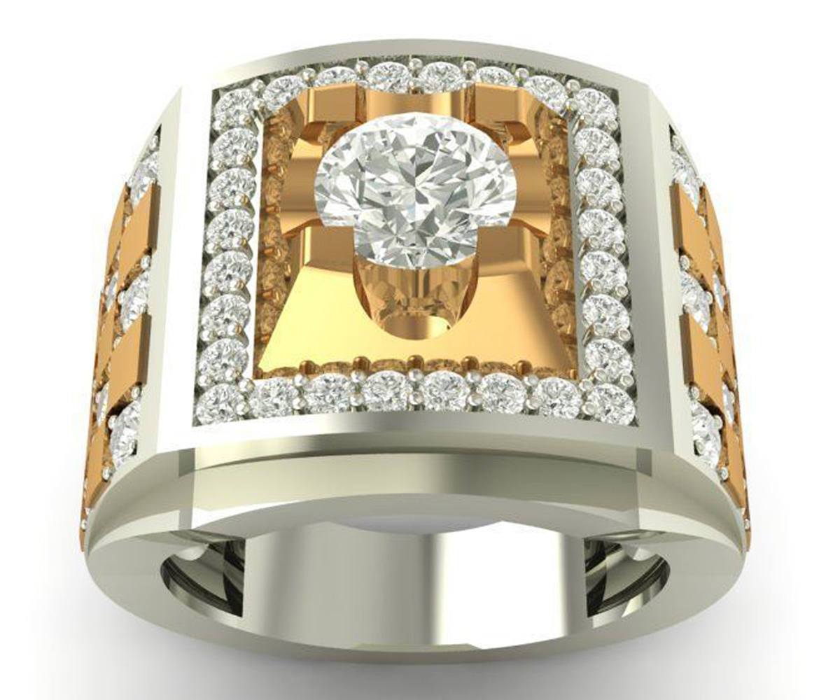 Two Tone Men's Ring Square Ring Birthday For Him Birthday Husband Gift Mens Ring Best Friend Mens Gift Boyfriend Gift For Boyfriend For Men