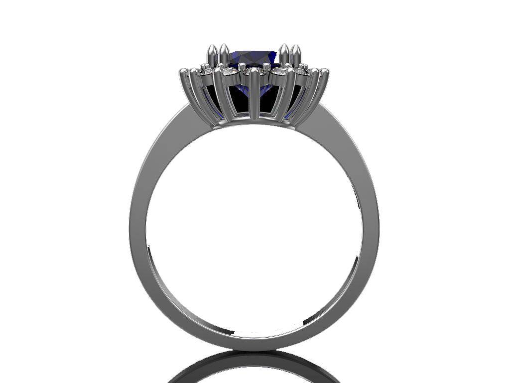Gold Cocktail Sapphire Ring, Princess Diana Ring, Cocktail Anniversary Ring, Oval Halo Royal Ring