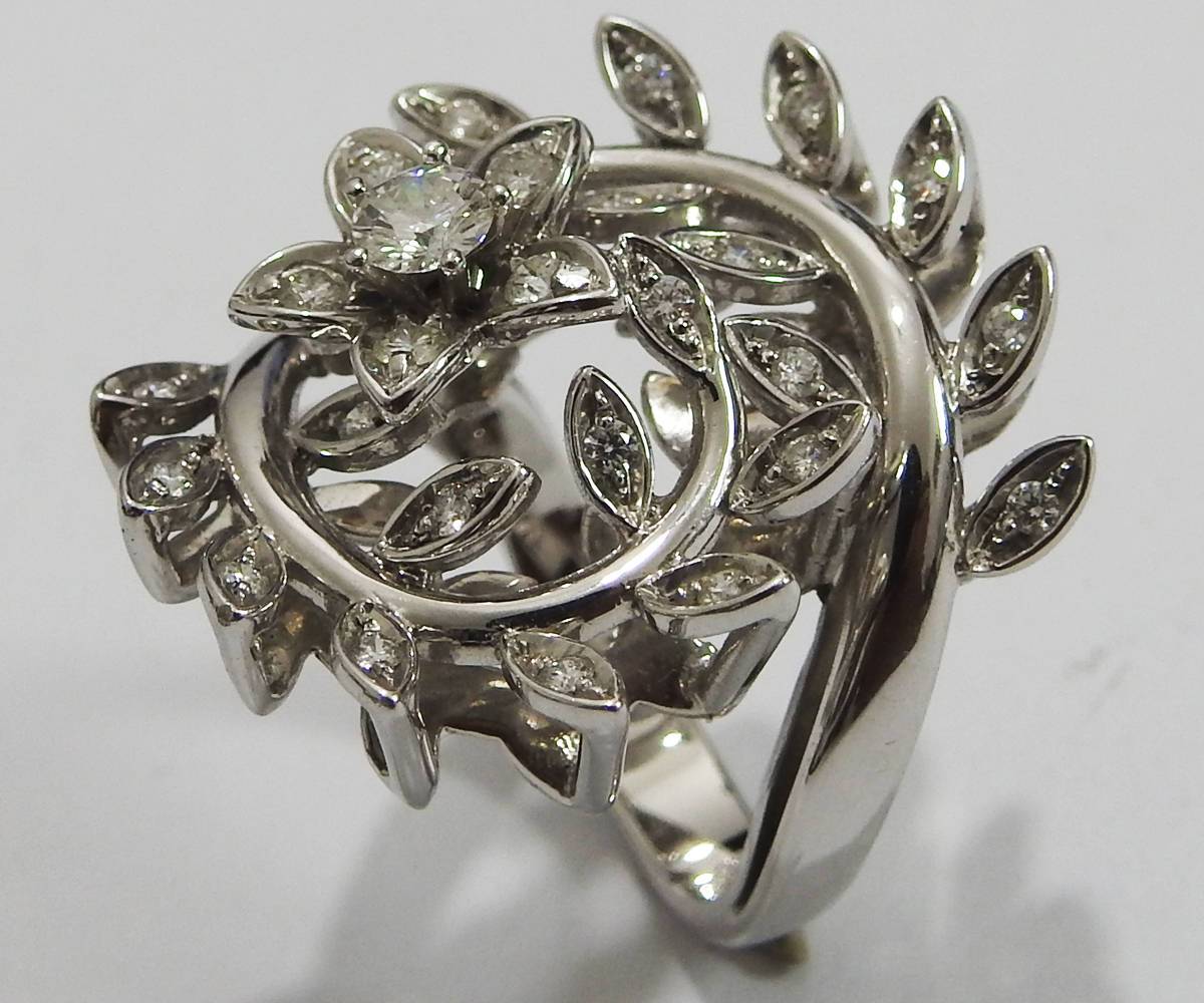 18K Leaves Diamond Ring Cluster Ring Delicate leaf wedding Bridal Promise Anniversary Gift for women