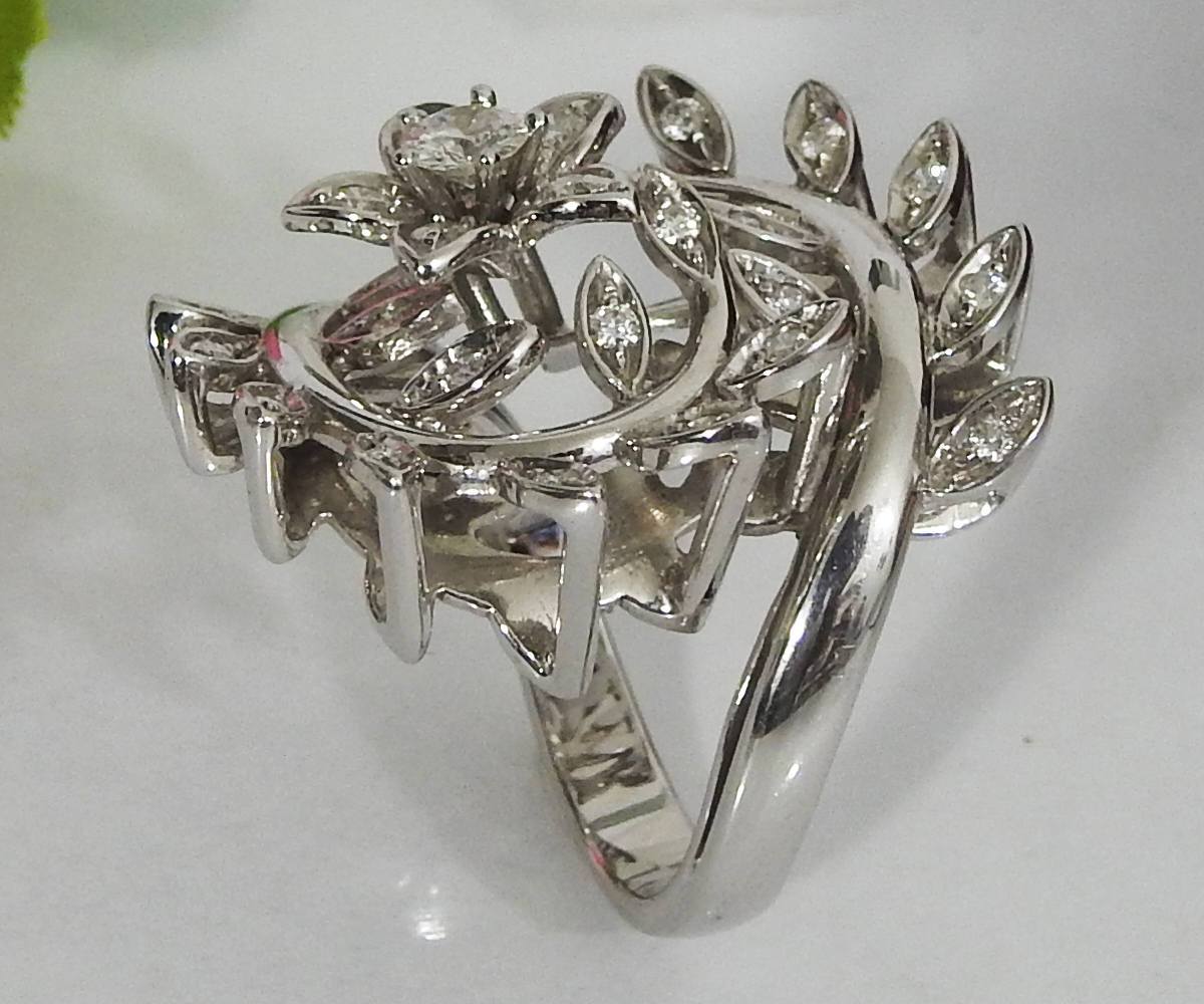 18K Leaves Diamond Ring Cluster Ring Delicate leaf wedding Bridal Promise Anniversary Gift for women