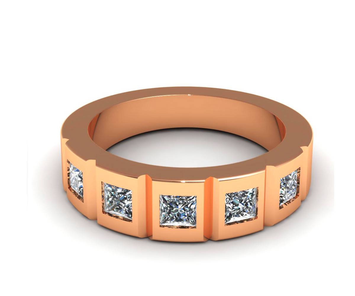 Anniversary Ring Wedding ring Diamond Wedding band Art nouveau Ring Band for her 14K Rose gold with Diamonds