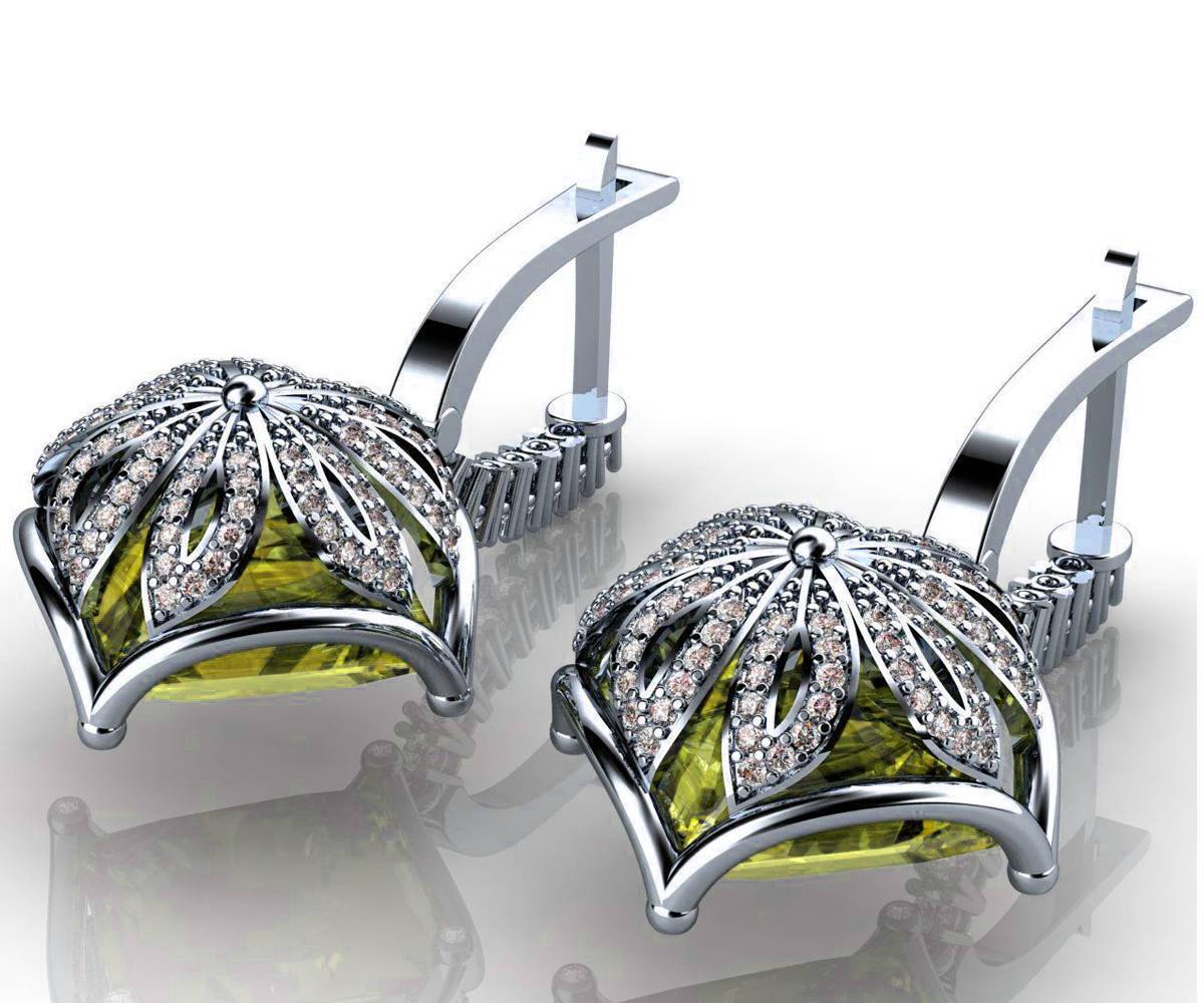 216 Diamonds and Yellow Quartz Earrings Lever back Earrings Yellow Quartz Diamond earrings Bride Earrings Yellow Quartz  Gold
