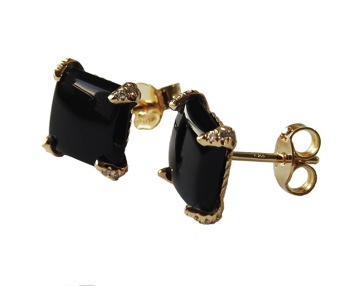 Black Onyx Earrings Stud Earrings bridesmaid gift onyx earrings studs 18K Earrings gold Anniversary Earrings, Gold Earrings