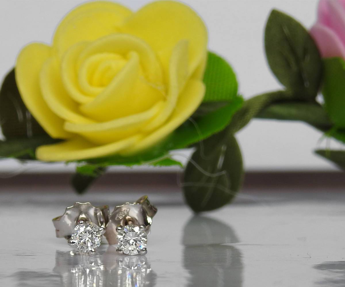 Sweet baby Girls Stud Earrings Luck Earrings Studs Diamond Earrings Birthday Earrings Celtic Earrings Baby Earrings 1/4 ct Studs, 14K gold