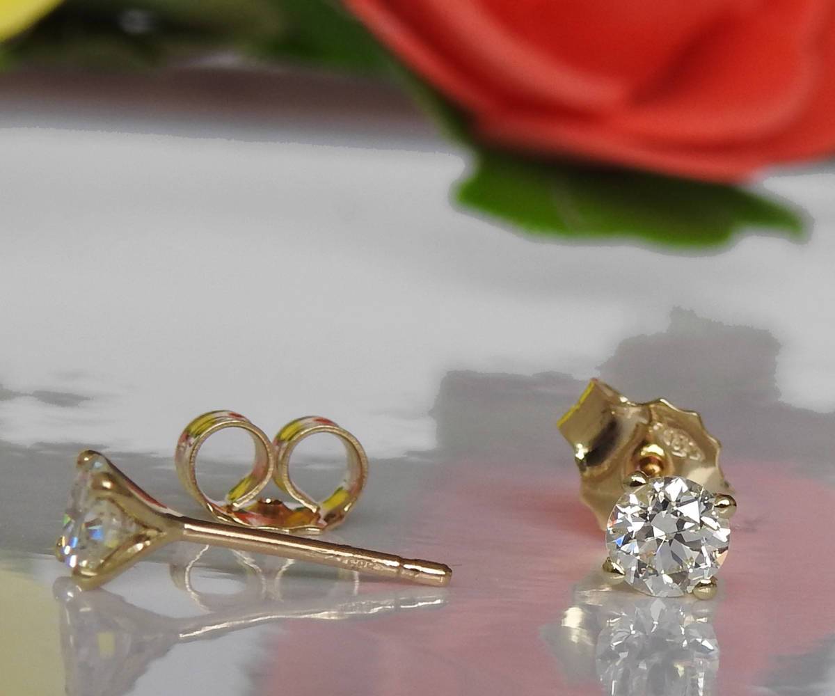 1/2 carat Diamond Studs Yellow or White gold Stud Earrings Martini Earrings Diamonds 0.50 carat Round Brilliant Anniversary Earrings