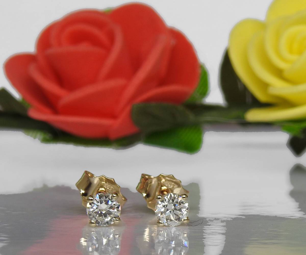 Diamond Earrings Stud Earrings Studs 14K or18K Yellow gold Martini Earrings Diamonds 0.36 carat Round Brilliant Anniversary Earrings