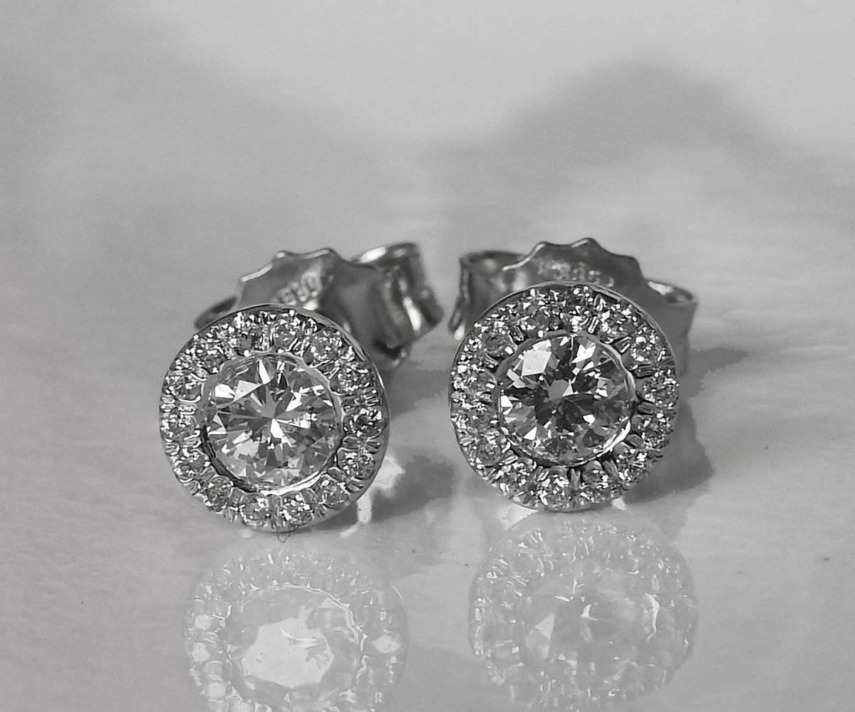 Halo Earrings Halo Studs Sun Earrings Sun Studs Diamond Earrings Stud Earrings 14K or 18K White gold Anniversary Earrings