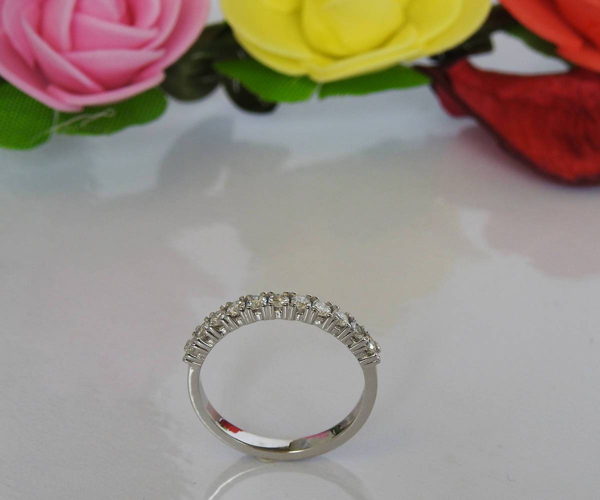 Vintage Half Eternity band  Diamond wedding band wedding band diamond band ring half eternity Stacking ring Minimalist ring 14K or 18K gold - Lianne Jewelry