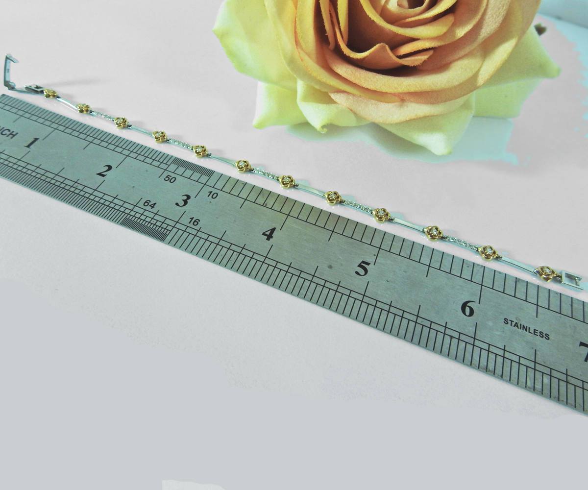 Flower Diamond Bracelet Bracelet Celtic Jewelry Two tone 18K gold 17.4 cm 6.8 inches