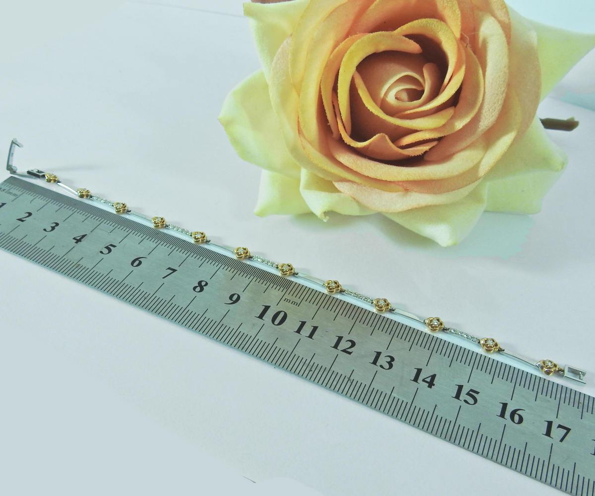 Flower Diamond Bracelet Bracelet Celtic Jewelry Two tone 18K gold 17.4 cm 6.8 inches