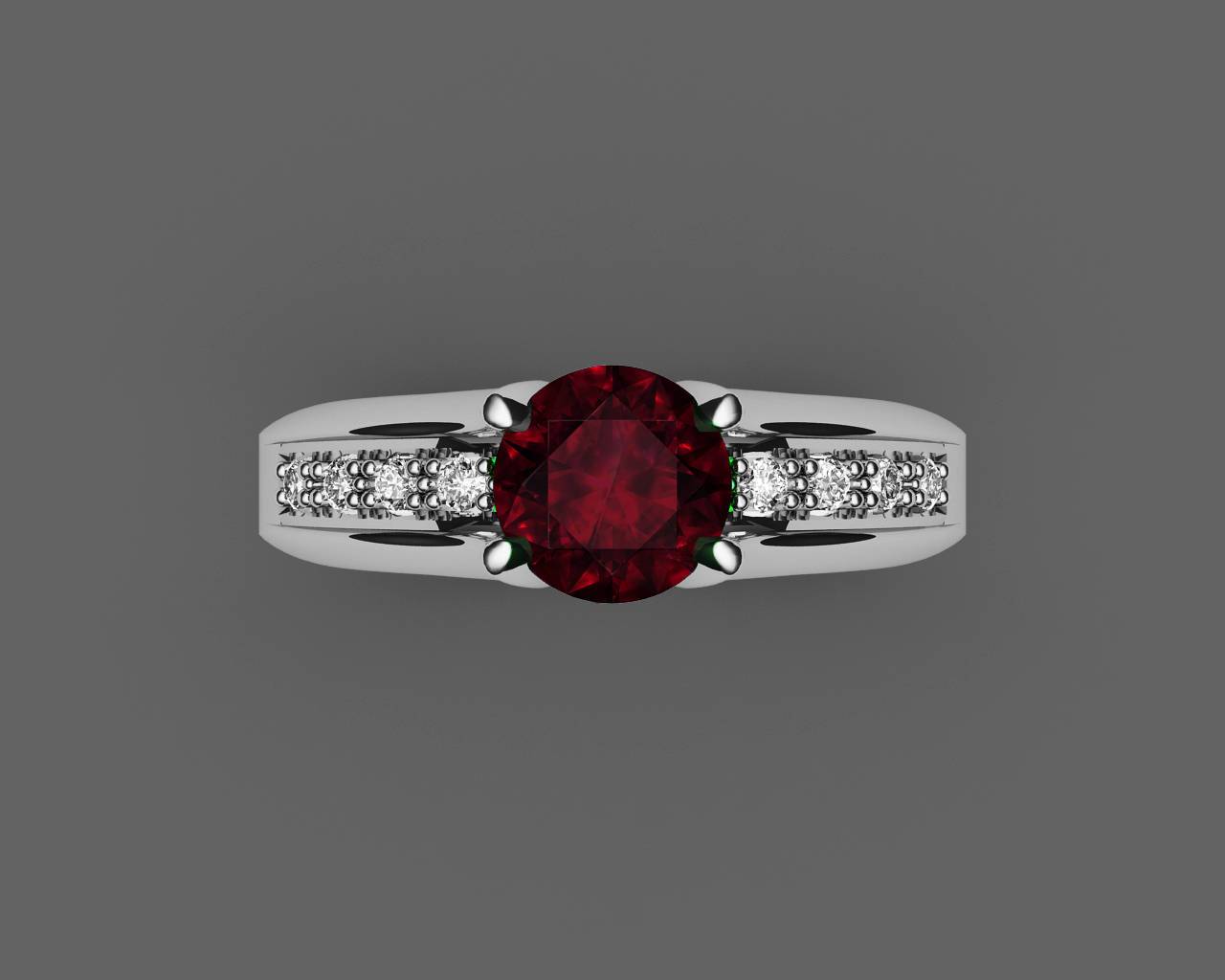 Ruby Ring,  Engagement, channel set in Silver or 14K White Gold Tension Ring
