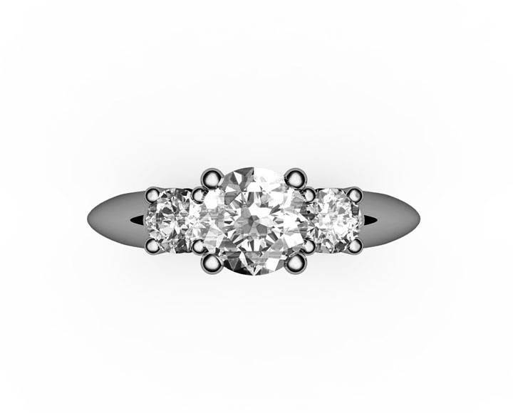 Silver 3 hearts Ring, 3 stone Ring, White Sapphire Engagement Ring Wedding Ring Love ring