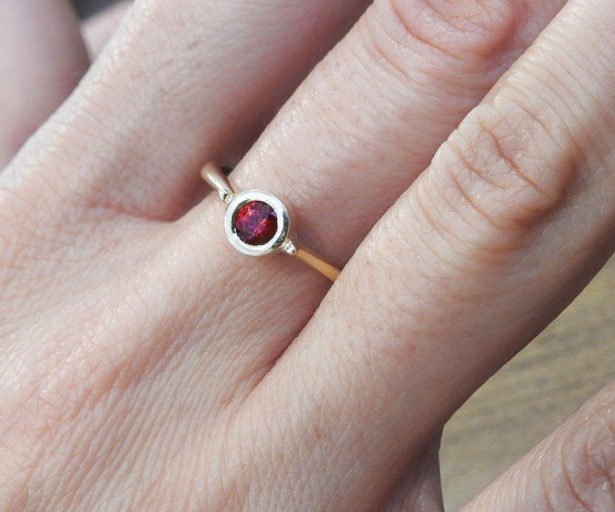 Ruby Engagement Ring Solitaire Ring Minimalist Ring Bezel set in 14K Yellow gold July Birthstone