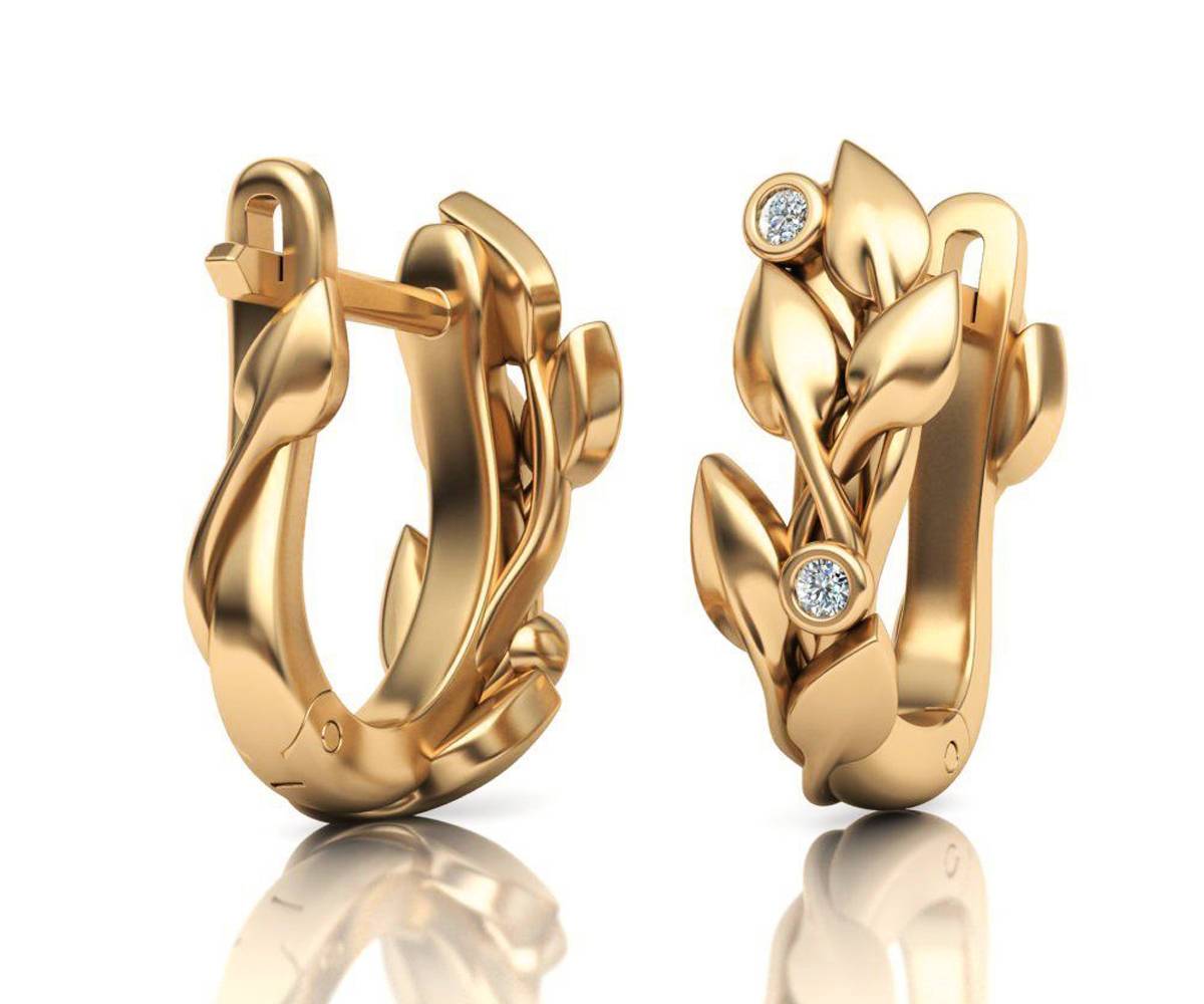 Leaf Earrings Leaf Studs Branch Earrings White Gold Earrings Avant garde Earrings Leaf Stud Earrings Celtic Earrings Lever back Earrings
