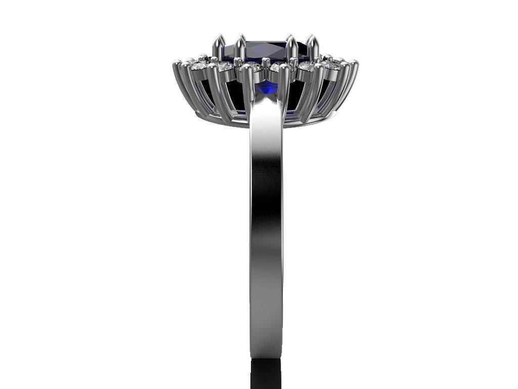 Gold Cocktail Sapphire Ring, Princess Diana Ring, Cocktail Anniversary Ring, Oval Halo Royal Ring