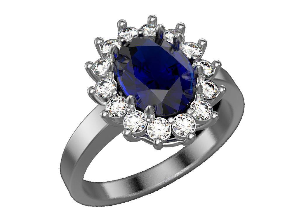 Engagement ring Diana ring Sapphire ring Victorian ring Princess Ring Blue Oval Blue Sapphire 14K-18K