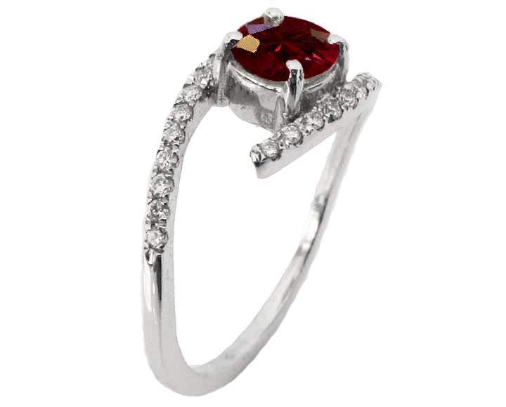 Gold ring Ruby and Diamond Engagement Ring Twist Ring 14K White Gold