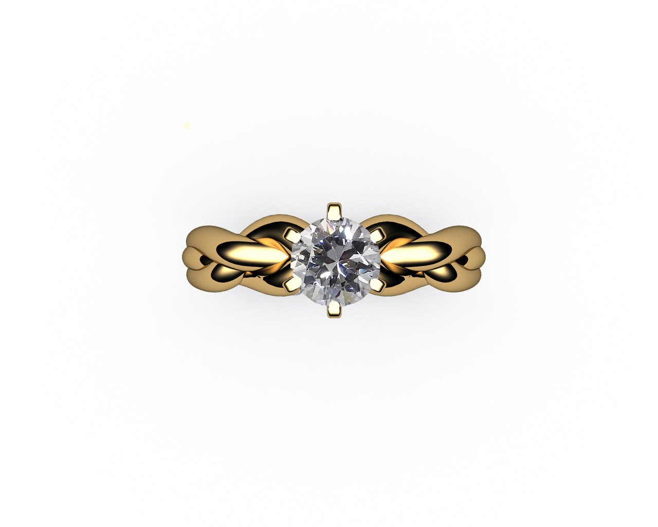 Swirl Ring, Swirl Gold Ring, Solitaire Diamond Engagement Ring, Handmade Diamond Ring, Unique Solitaire Engagement Ring, Solitaire Ring
