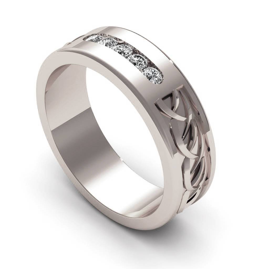 Womens ring Wedding ring Silver Wedding band engraved Celtic ring band ring for her ring band with diamonds for