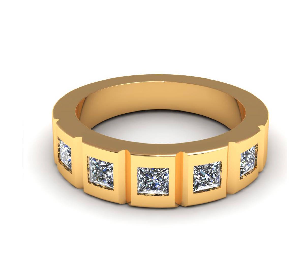 Half Eternity Gold ring Anniversary Ring Gift Wedding ring Diamond Wedding band Art nouveau Ring Band for her 14K gold with Diamonds