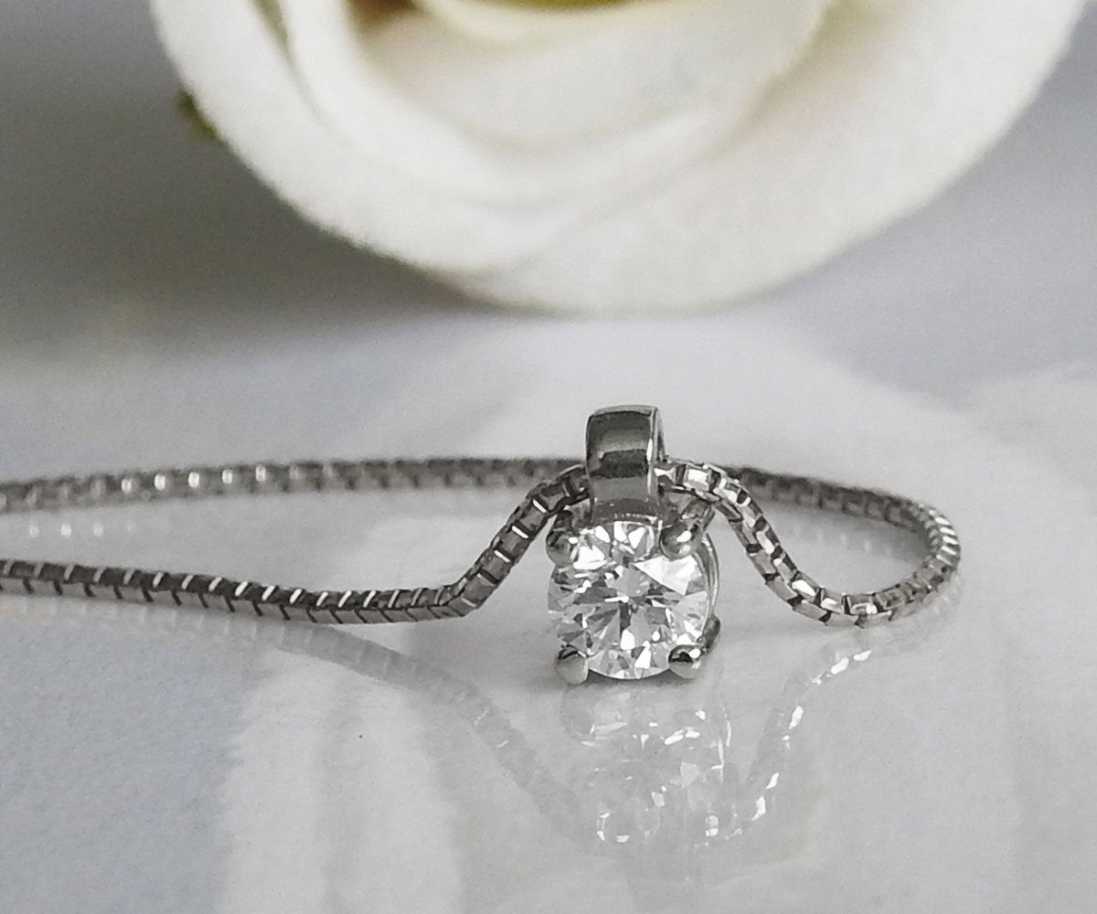 Diamond Pendant Solitaire Pendant 1/4 ct 14K Yellow gold chain included  Minimalist pendant