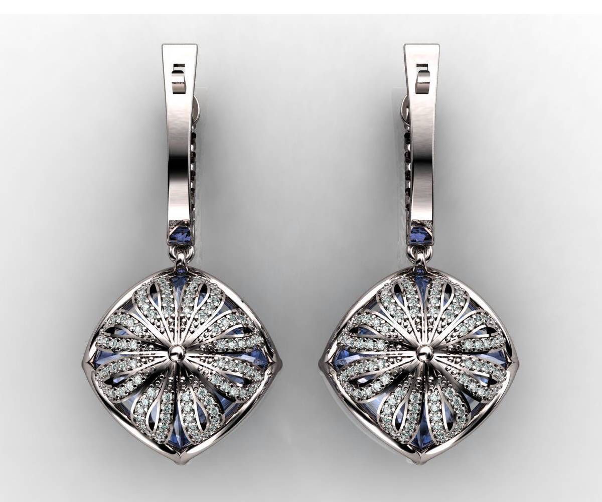 2.56 carat Diamonds and 14x14mm Huge Topaz Earrings Lever back 216 Diamonds Earrings Topaz Diamond earrings Bride Topaz Drop Earring
