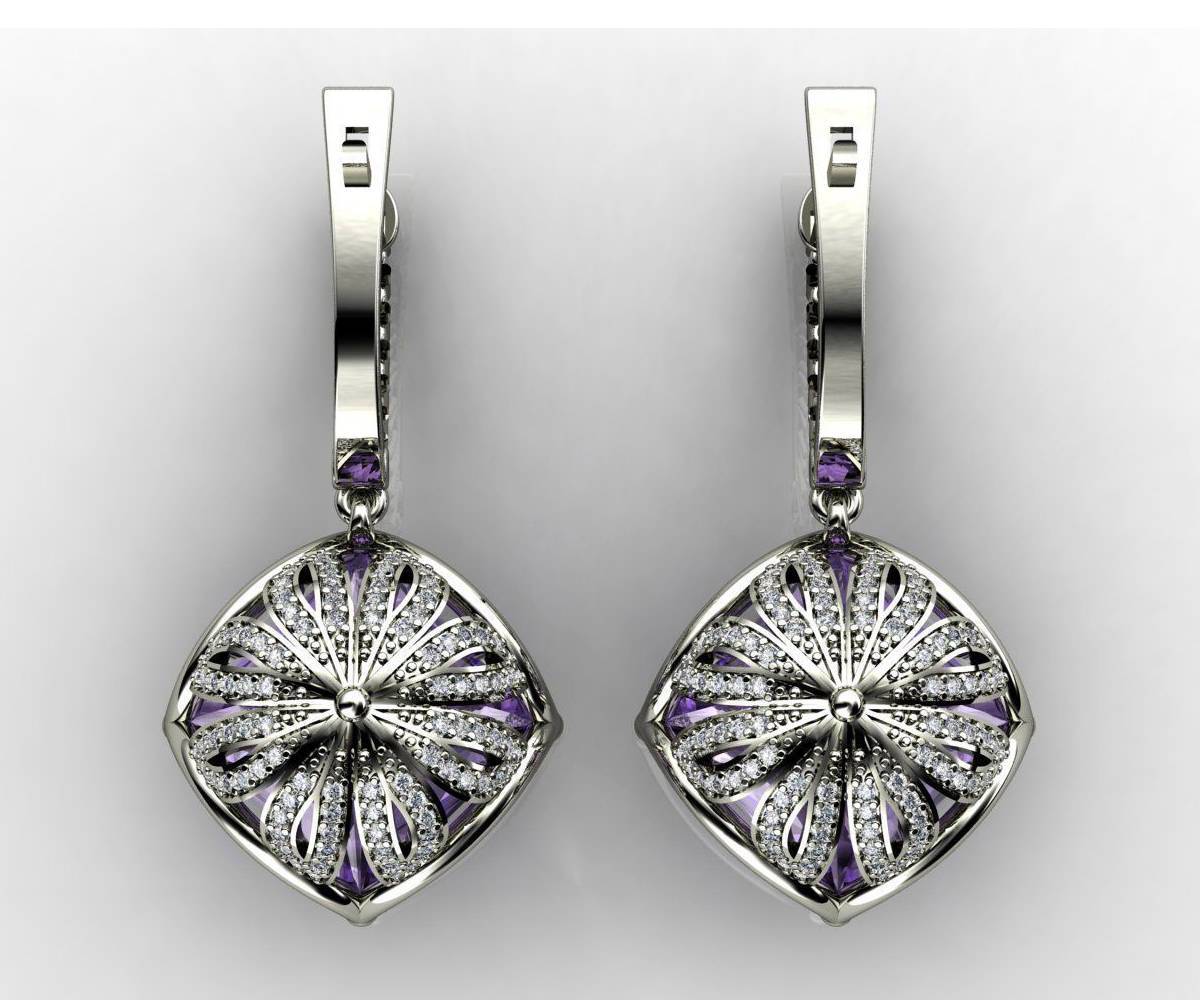 Drop Earrings Amethyst Earrings Lever back Earrings Amethyst Diamond earrings Amethyst Drop Earrings bridesmaid Earrings  Gold