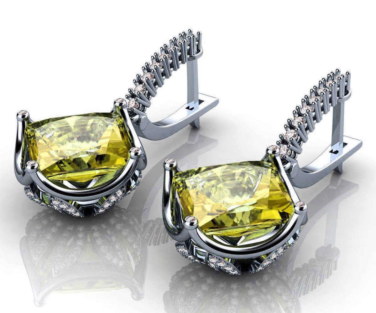 216 Diamonds and Yellow Quartz Earrings Lever back Earrings Yellow Quartz Diamond earrings Bride Earrings Yellow Quartz  Gold