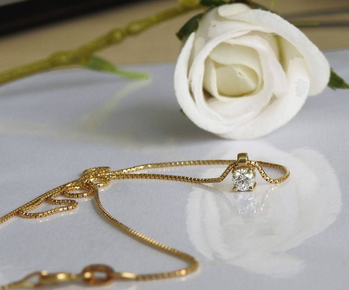Diamond Pendant Solitaire Pendant 1/4 ct 14K White gold chain included  Minimalist pendant
