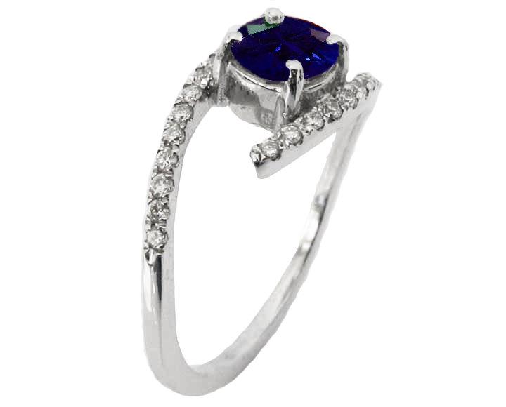 Sapphire Ring Sapphire Engagement Ring Sapphire and Diamond ring Twist Ring Edwardian Ring 14K White Gold